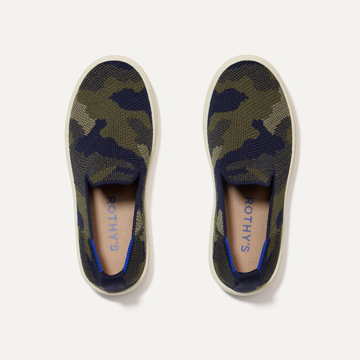 The Kids Sneaker in Spruce Camo shown from the top.