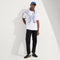 model | Alternate view of a model wearing The RS01 Sneaker in Obsidian Black.