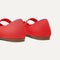 Close up of the heel of The Kids Mary Jane in Glamour Red.
