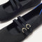 Close up of the buckle details of The Double Buckle Mary Jane in Black.