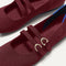 Close up of the buckle details of The Double Buckle Mary Jane in Cabernet.