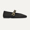 side | The Max Buckle Mary Jane in Black shown from the side.