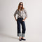 model | Alternate view of a model wearing The Max Square Mary Jane in ReVelvet Navy.