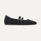 side | The Double Buckle Mary Jane in ReVelvet™ Black shown from the side.