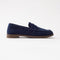 side | The Penny Loafer in ReVelvet Navy shown from the side. 