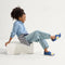 model | Alternate view of a child wearing The Kids Clog in Indigo Daisy. 