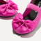 Close up of the bow detail of The Kids Big Bow Mary Jane in Dragon Fruit.