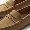 Close up of the toe and vamp of The Men's Driver in Oak Herringbone.