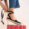 hover | Model wearing The D'Orsay Espadrille in Black. 