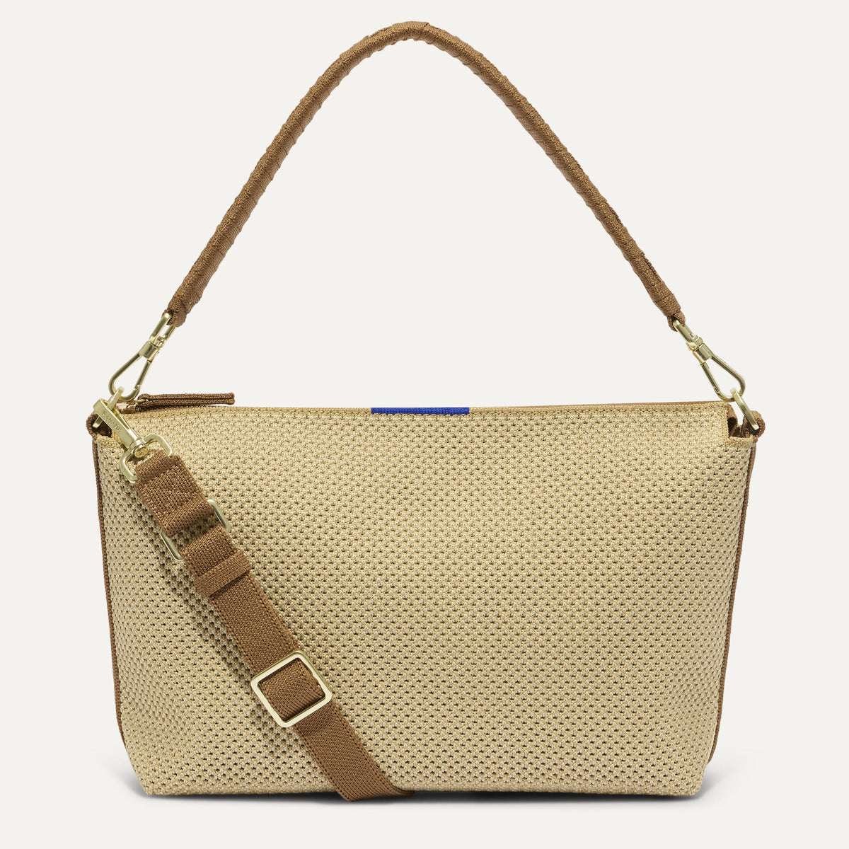 PDP |The Daily Crossbody Bag in Macadamia Open-Knit shown from the front.