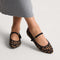 hover | Model wearing The Almond Mary Jane in ReVelvet Toasted Torte. 