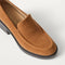macro | Close up of the toe and vamp on The Block Heel Loafer in ReVelvet Caramel.