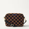 PDP | The Crossbody Camera Bag in  ReVelvet™ Umber Check, shown from the front. 