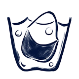 An icon depicting a handbag in a vessel of water.
