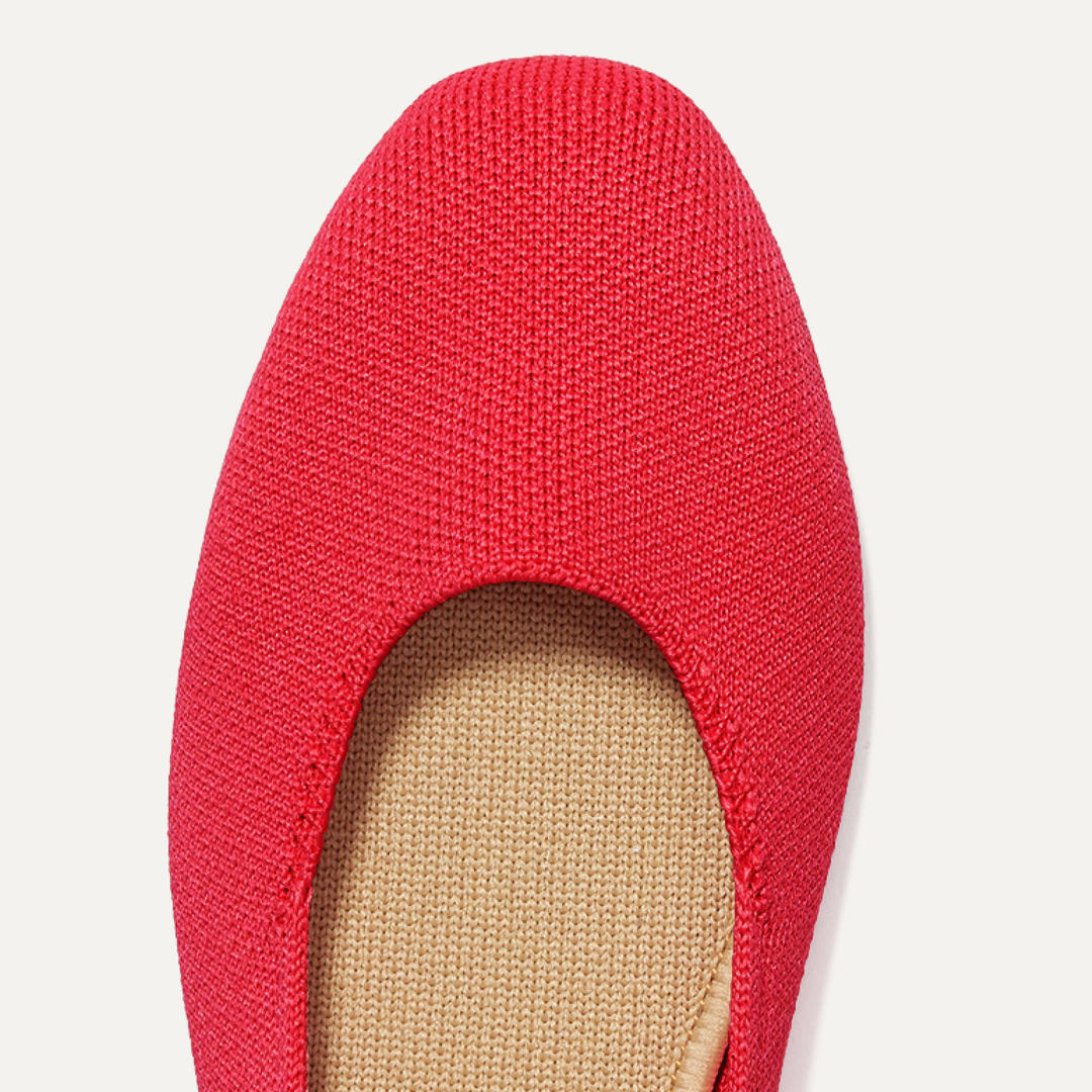 Close up of the toe and vamp of The Square Mary Jane, shown from the top.