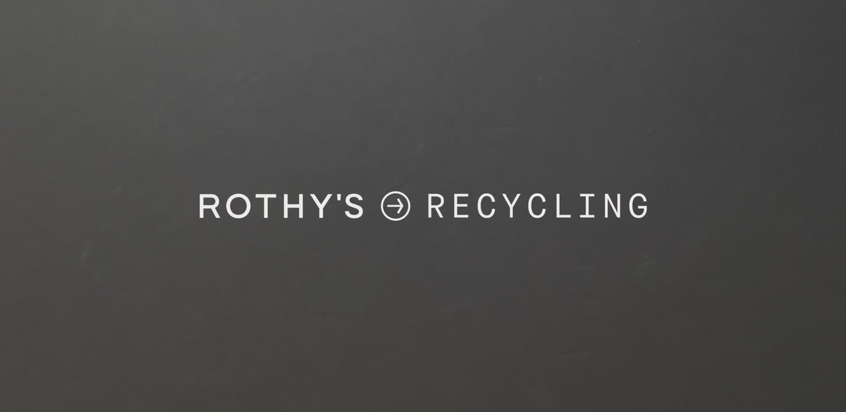 A short video showing the process of recycling Rothy's shoes, with a copy overlay reading "Rothy's Recycling"